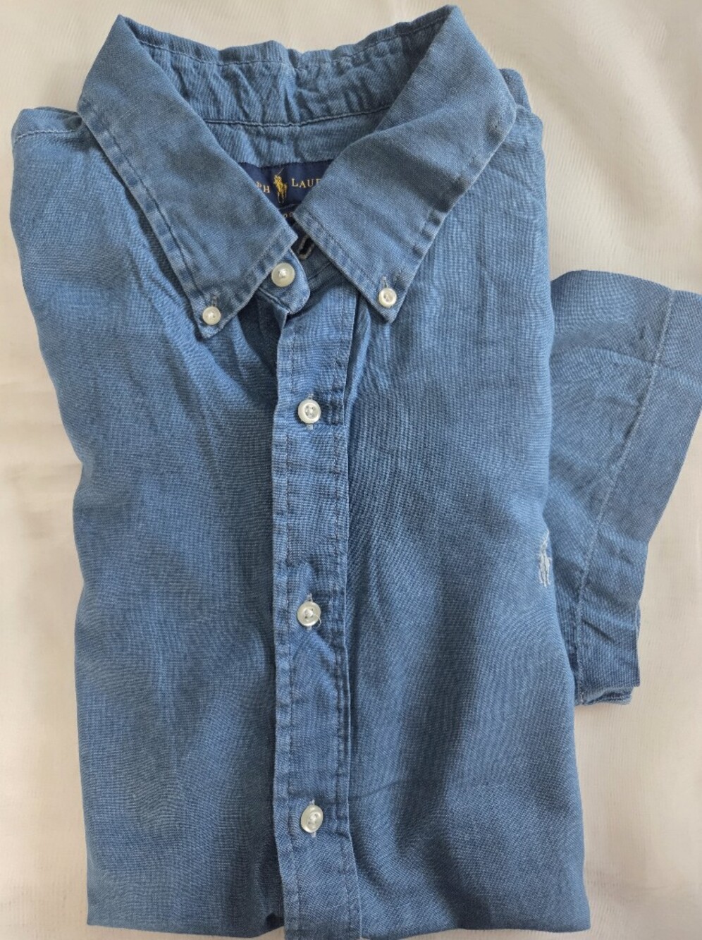 Polo by Ralph Lauren Blue Button-Down Corduroy Shirt with Button Collar‎